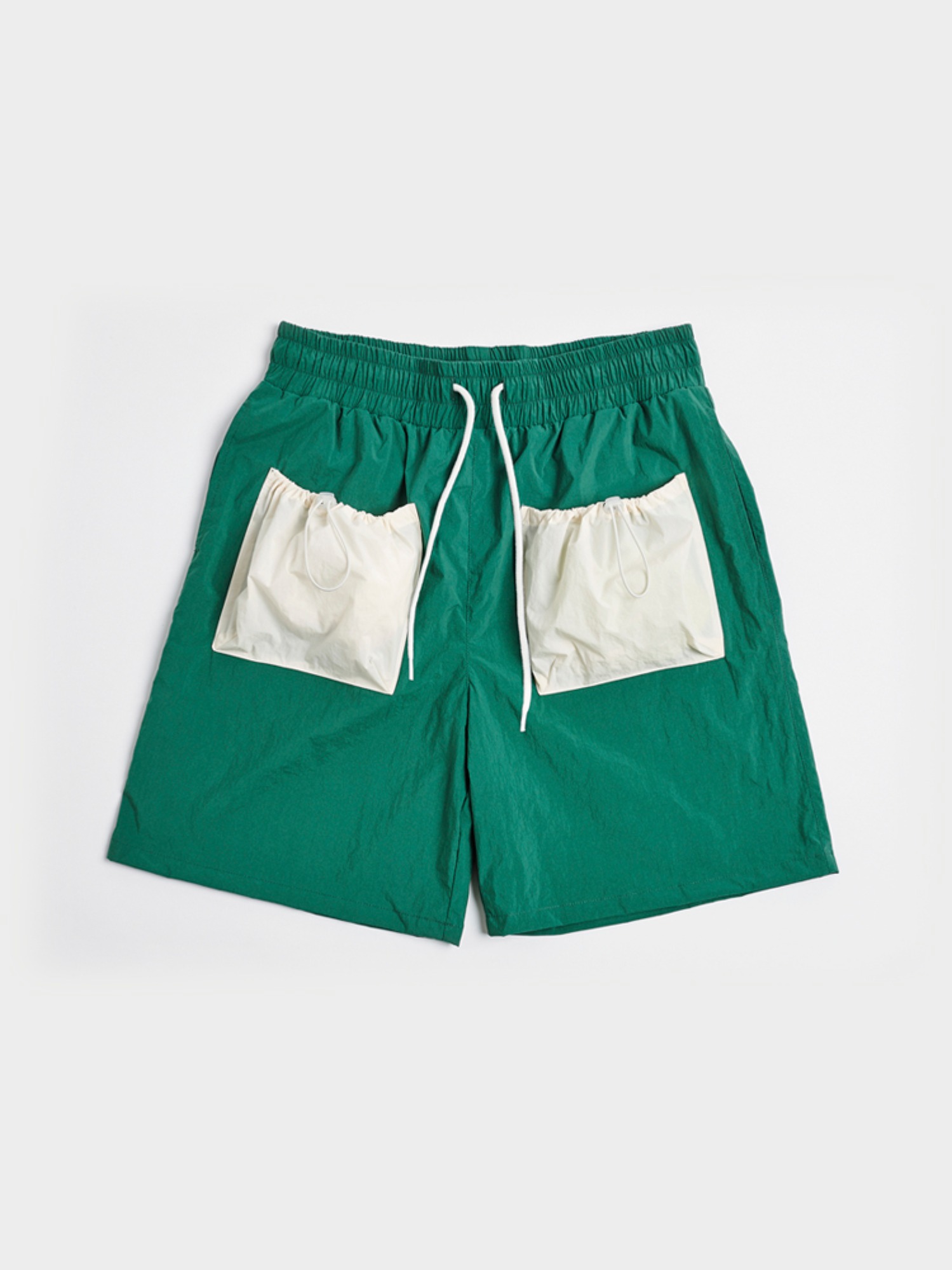 [NEW YEAR OFF] 2 Pockets Shorts (Forest Green &amp; Cream)