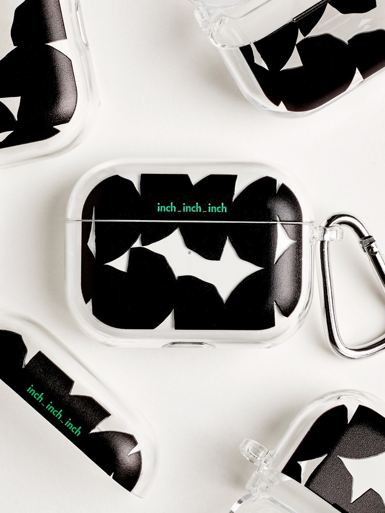 [AirPods PRO / AirPods 3]Black Flower AirPods Case (Clear : 투명)(키링 포함)