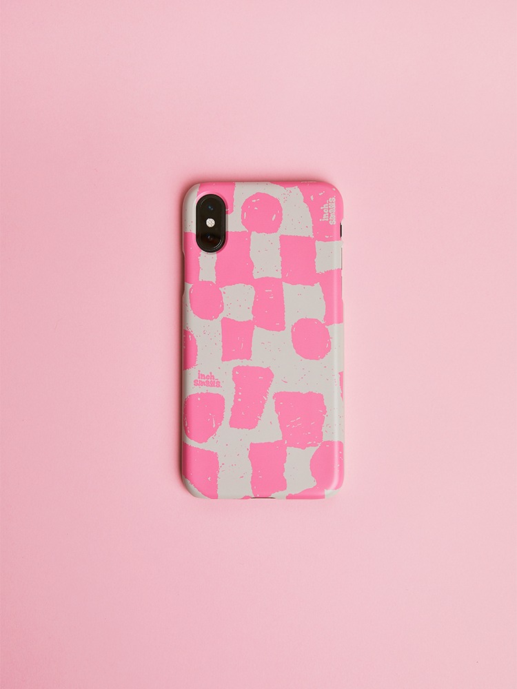 [아이폰14 입고]smalls Checker phone case (Pink / Gray)