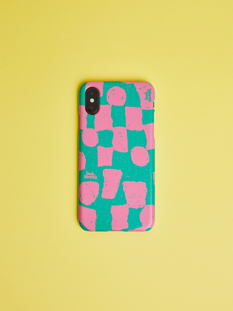 smalls Checker phone case (Green / Pink)